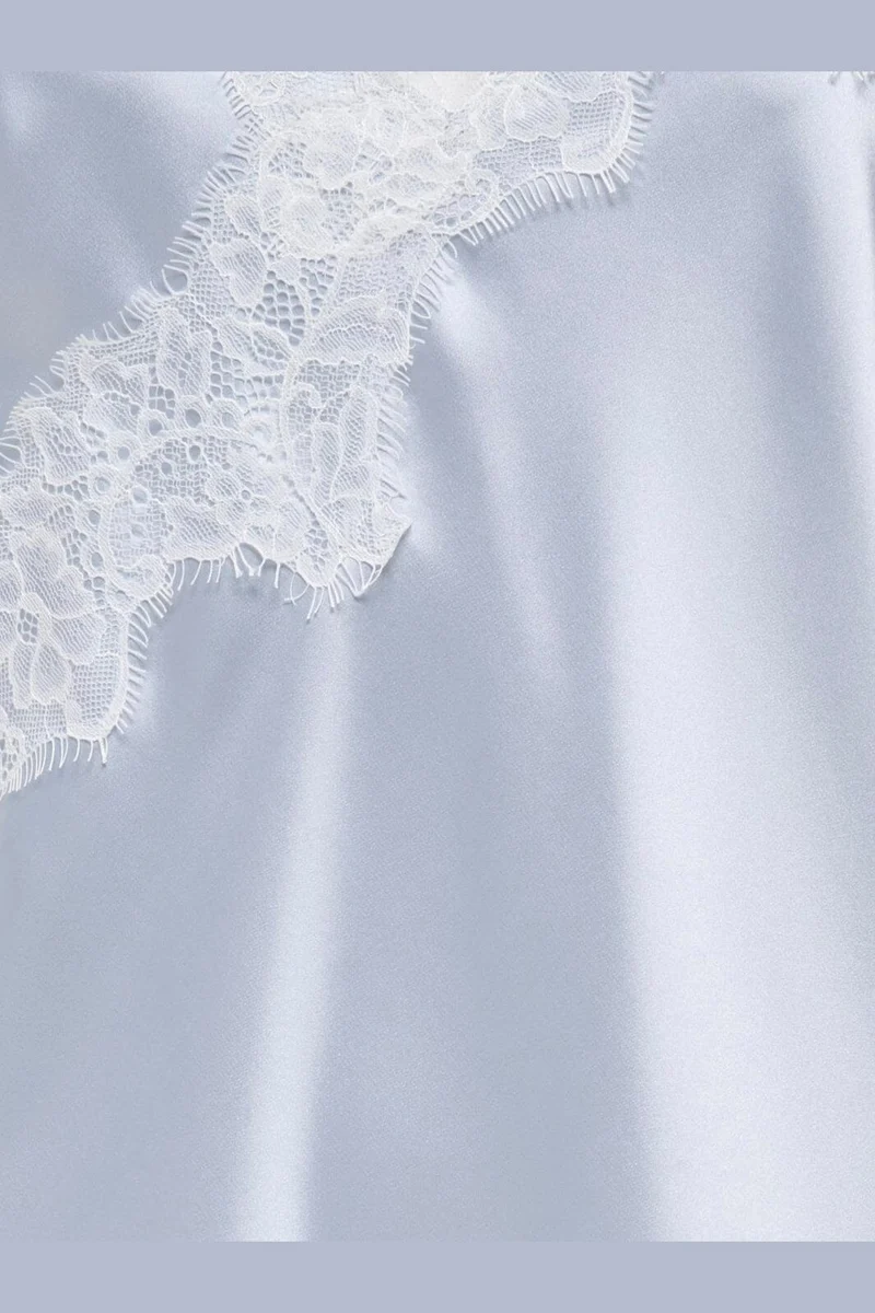 Only - Onlbella Slanted Satin Lace Dress - 5121485 Niagara Mist White Lace