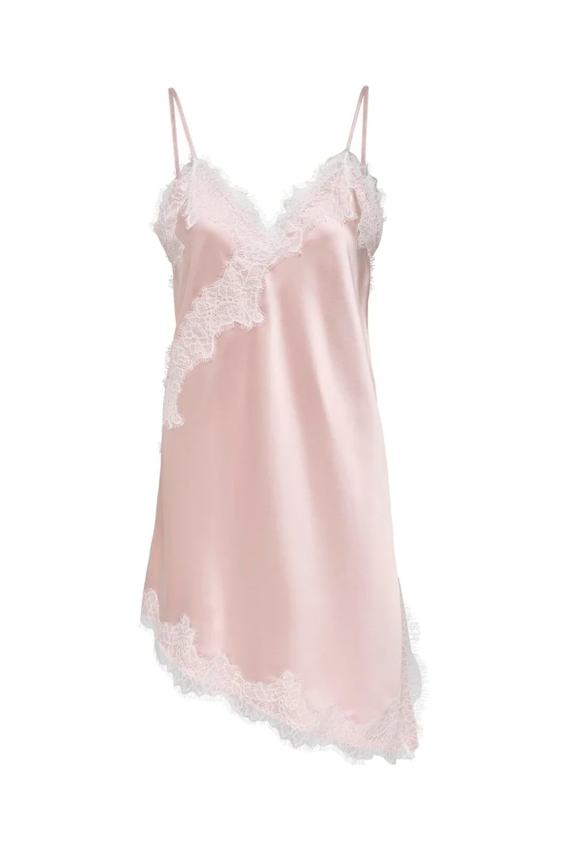 Only - Onlbella Slanted Satin Lace Dress - 5121484 Lotus White Lace