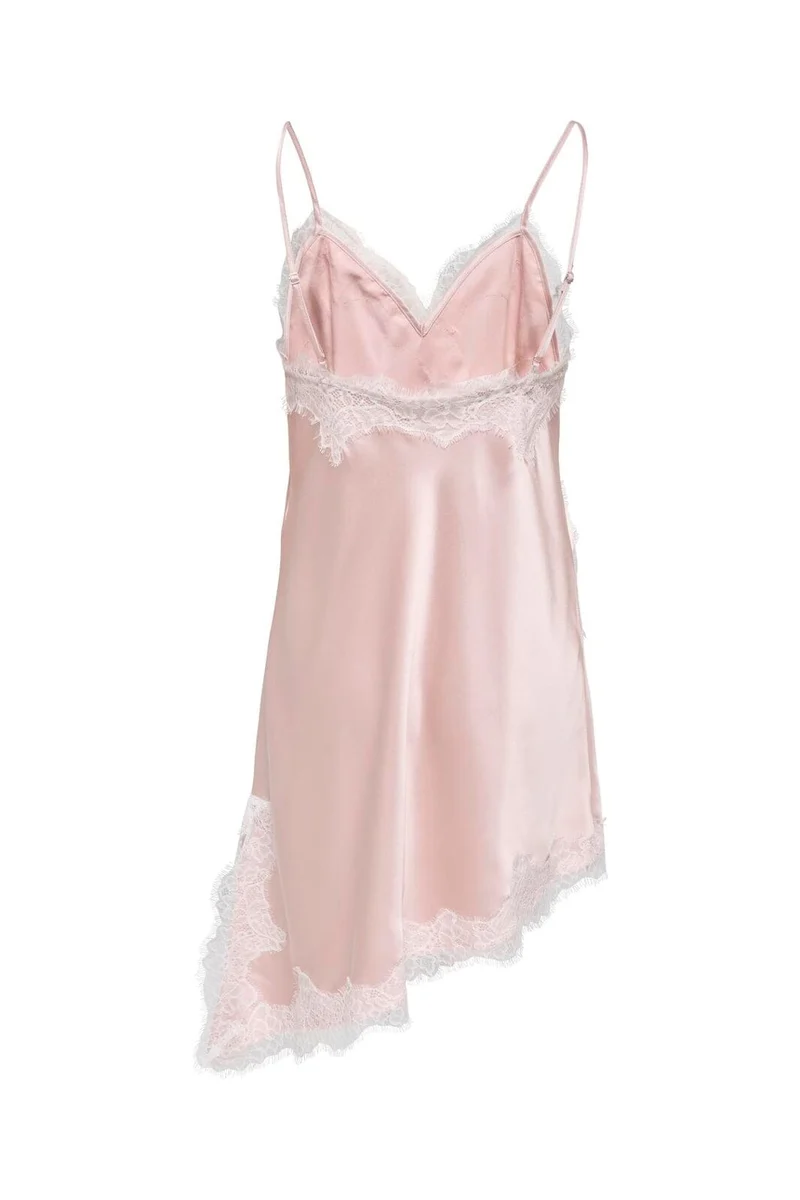 Only - Onlbella Slanted Satin Lace Dress - 5121484 Lotus White Lace