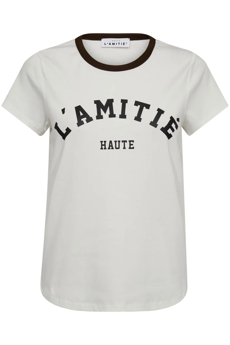 Haute L'Amitié - Neckline Logo Tee HL10006 - Off-White/Mocca