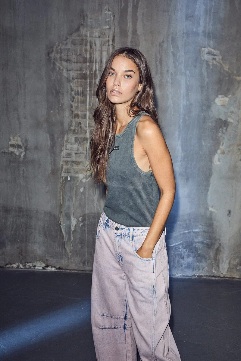 Haute L'Amitié - Acid Rib Badge Tank HL10510 - Black Acid Wash