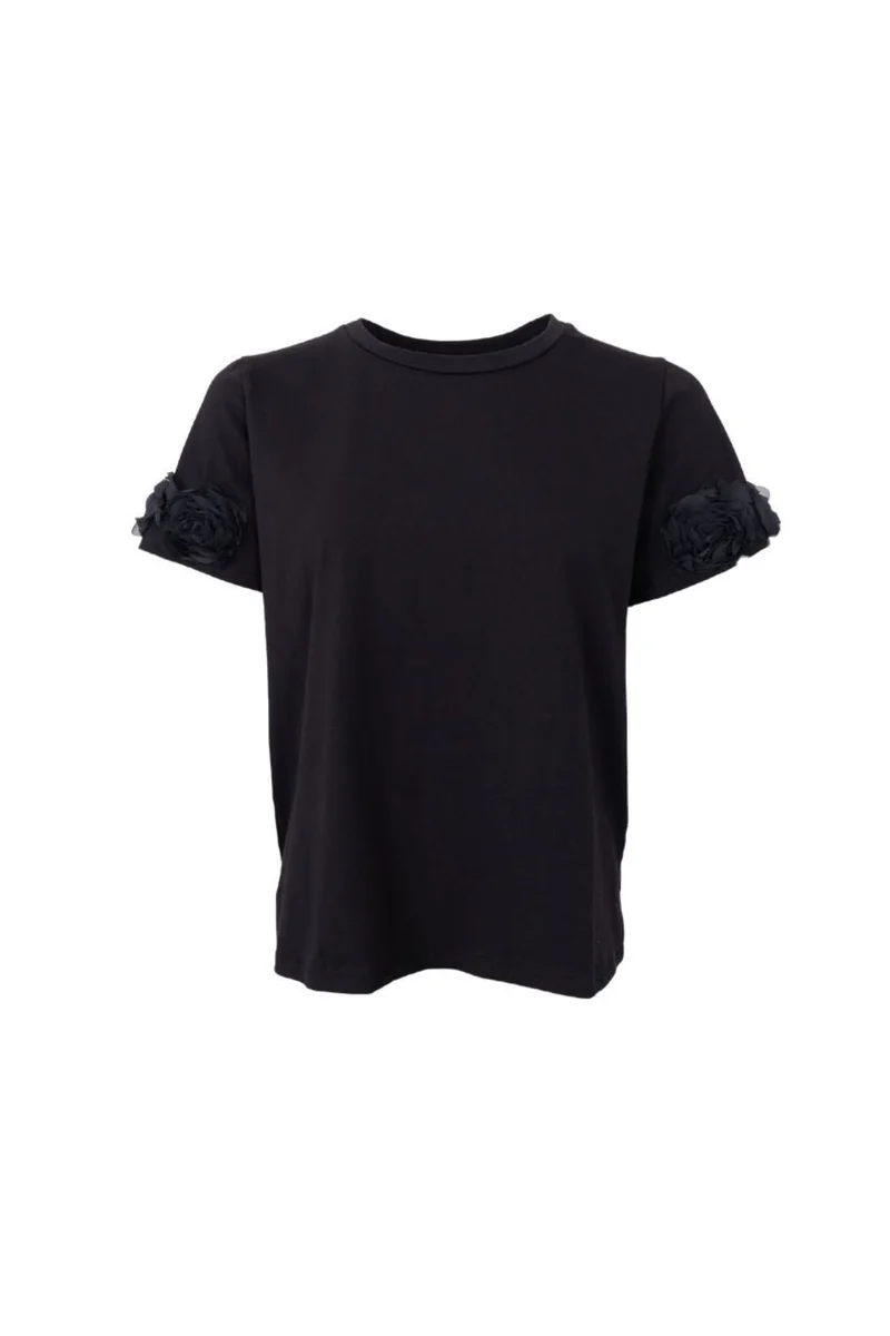 Black Colour - Bcmay Flowerpatch Tee 41102 - Shirts - Black