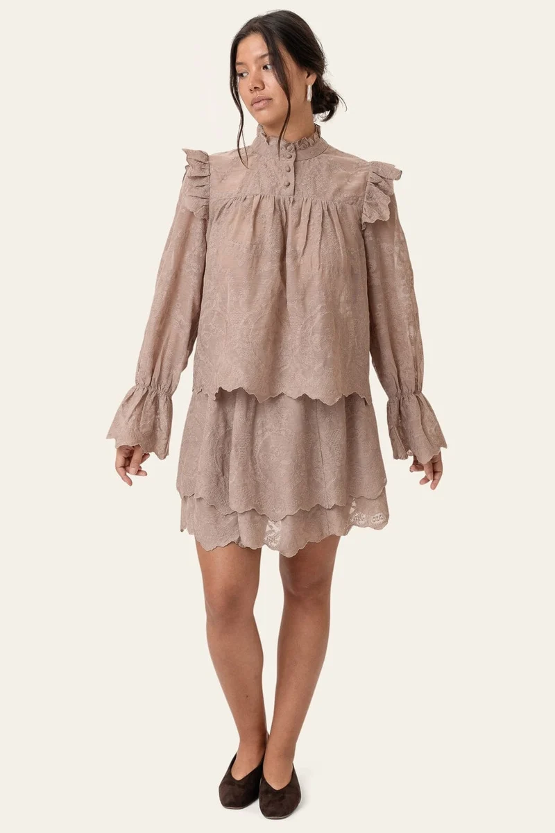 BYIC - Ellinoric Lace Mini Skirt 2576 - Vintage Light Brown