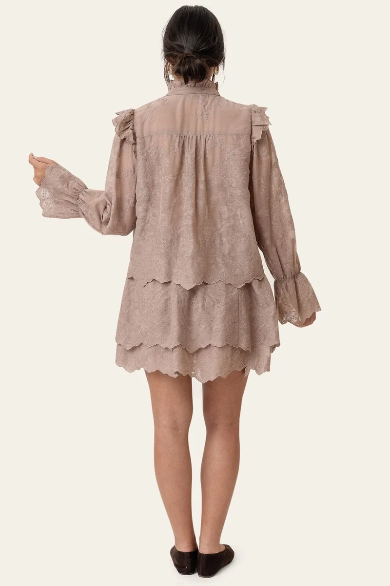 BYIC - Ellinoric Lace Mini Skirt 2576 - Vintage Light Brown