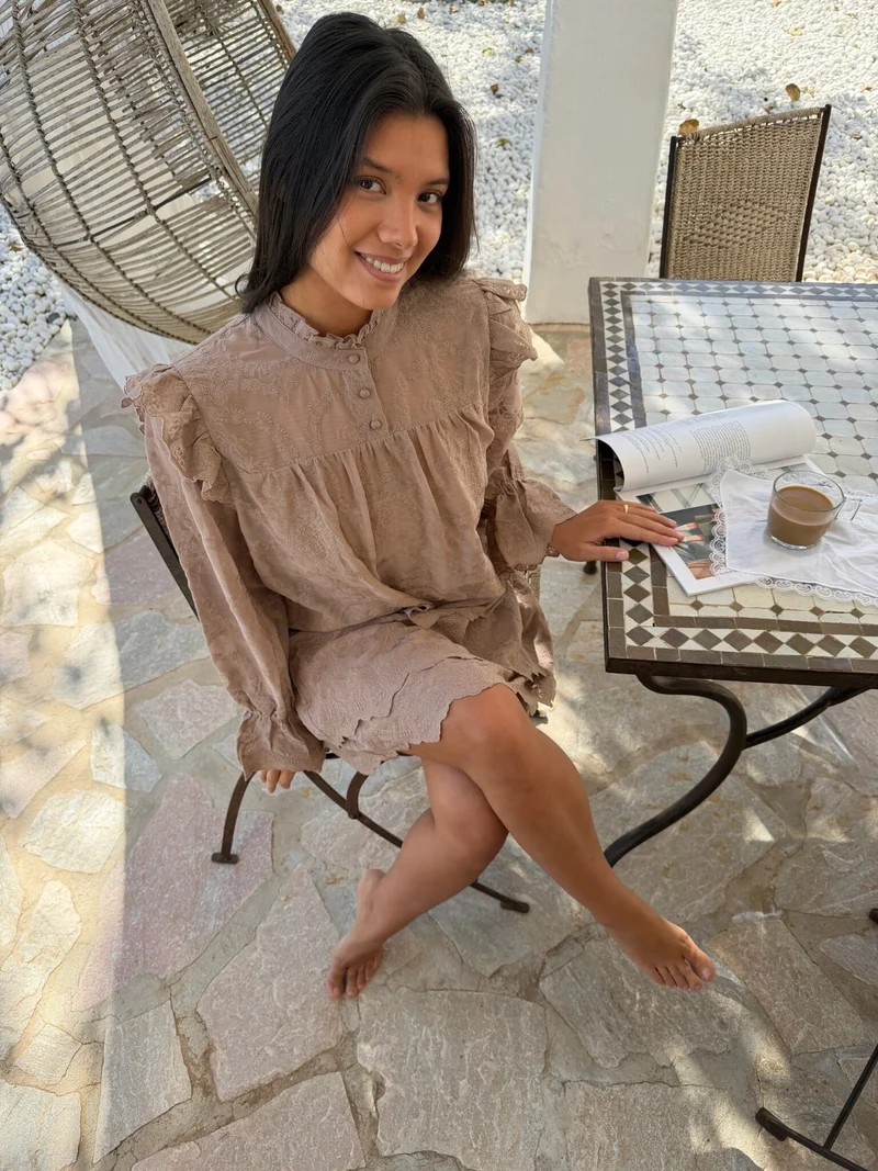 BYIC - Ellinoric Lace Mini Skirt 2576 - Vintage Light Brown