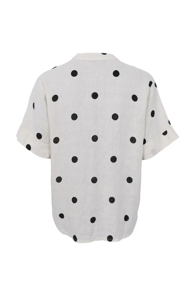 Black Colour - Bcmelina Ss Linen Shirt 41104 - Dot