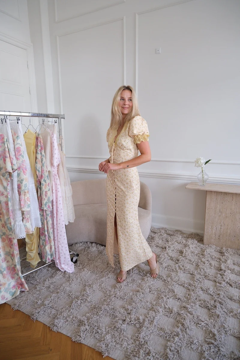 BYIC x Molly&My - Agneteic Long Dress A23810 - Yellow Flower Print