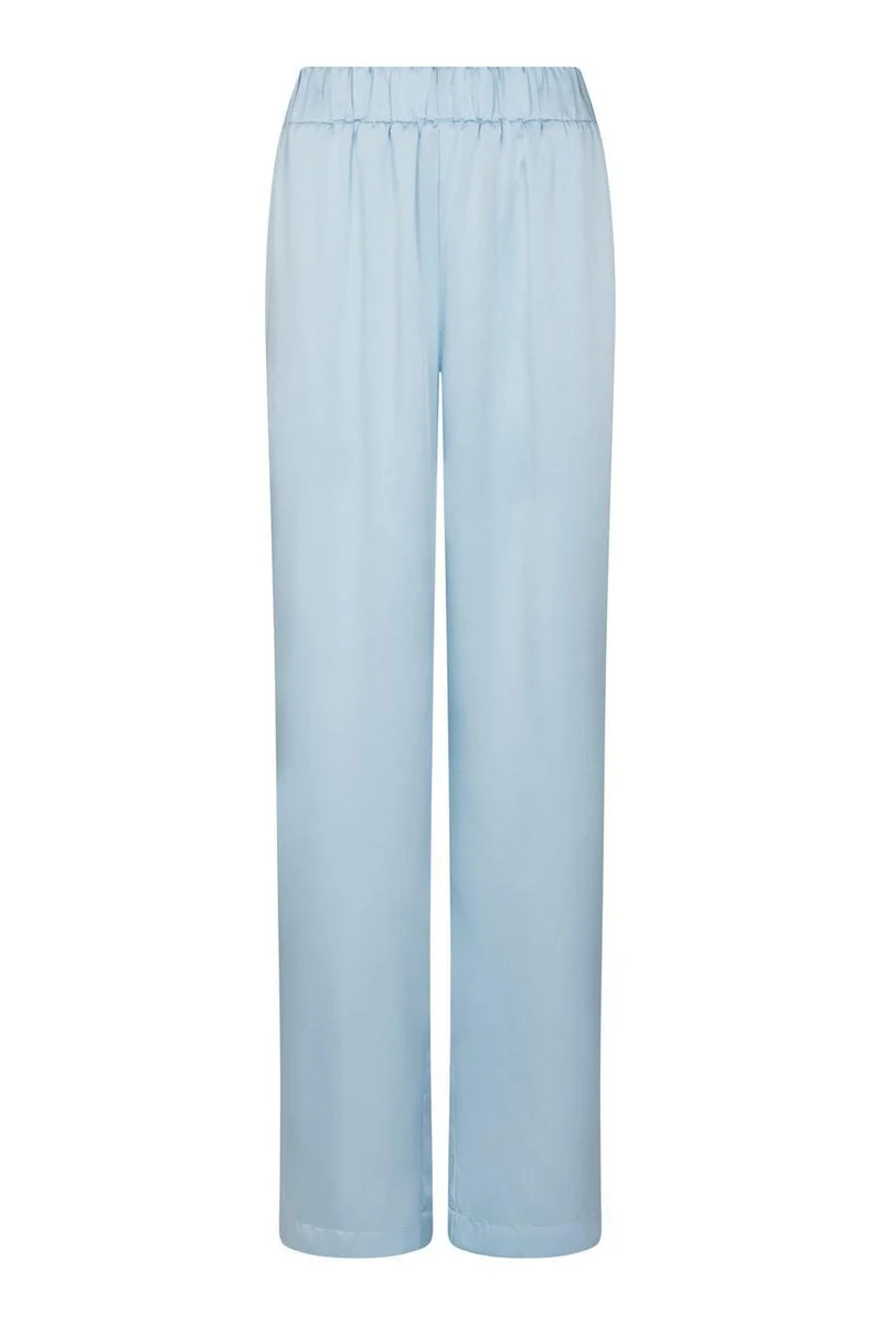 Valentin Studio - Comfy Solid Satin Pants 168094 - 145 - Light Blue