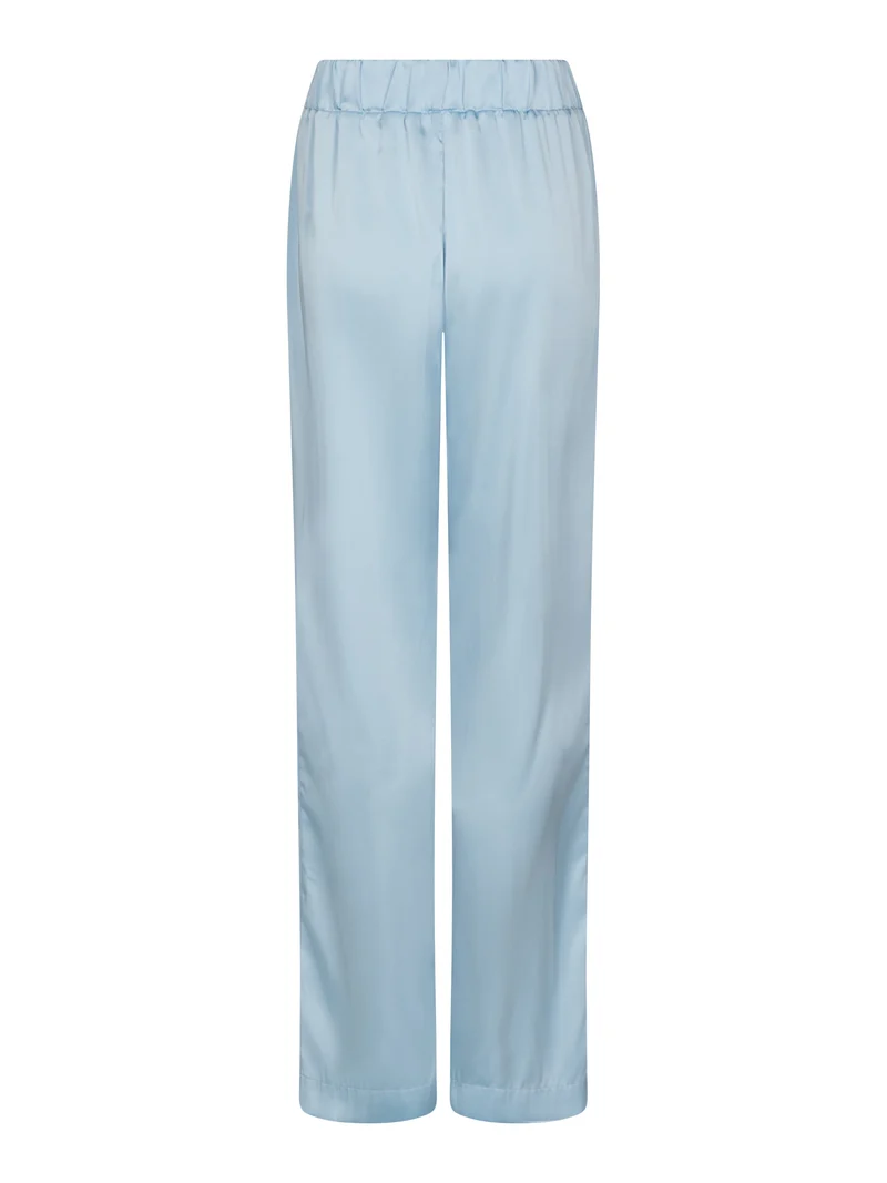 Valentin Studio - Comfy Solid Satin Pants 168094 - 145 - Light Blue