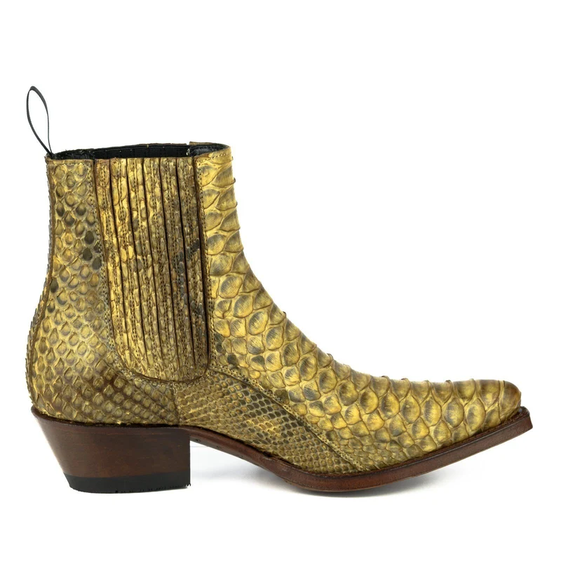 Urban Stiefeletten Damen 2496 Exotisches Leder Dunkelgelb