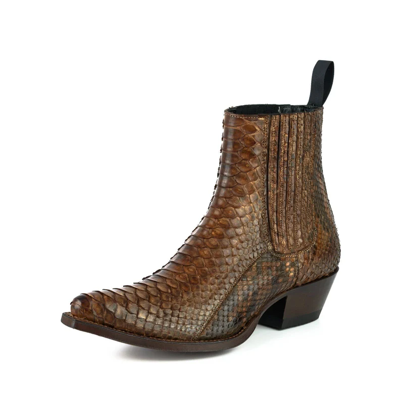 Damen Urban Stiefeletten 2496 Exotisches Leder Braun