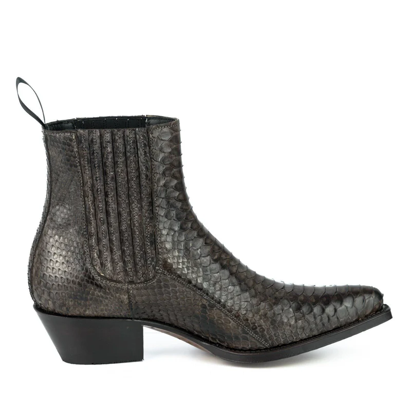 Damen Urban Stiefeletten 2496 Exotisches Leder Dunkelbraun