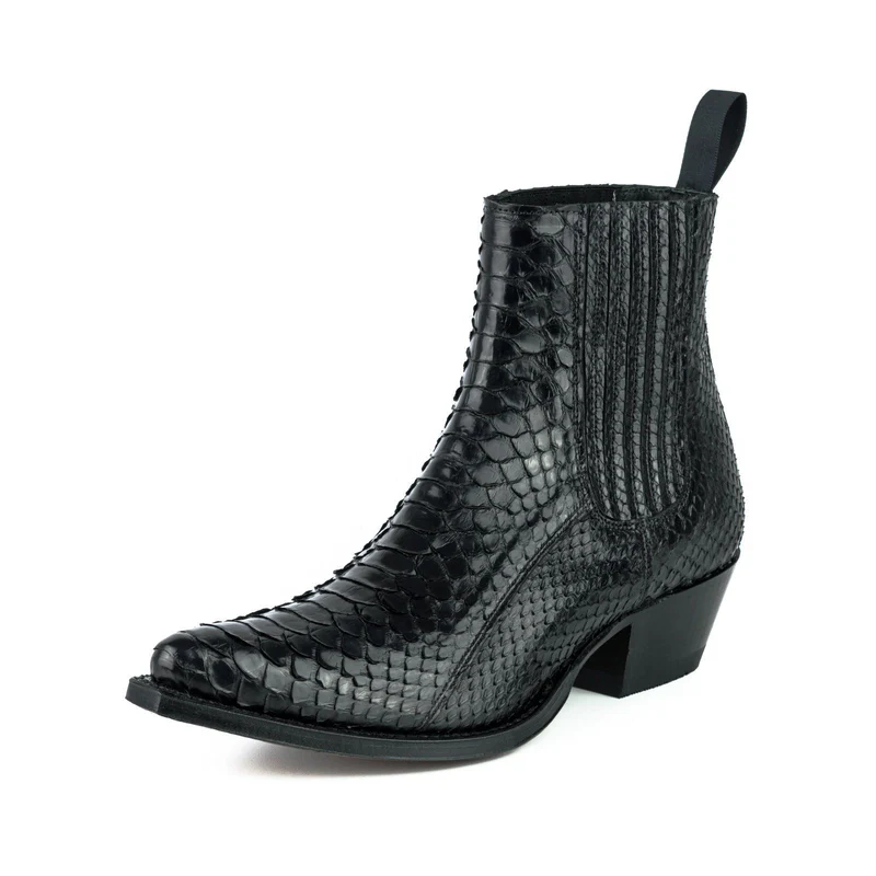 Urban Stiefeletten Damen 2496 Exotisches Leder Schwarz
