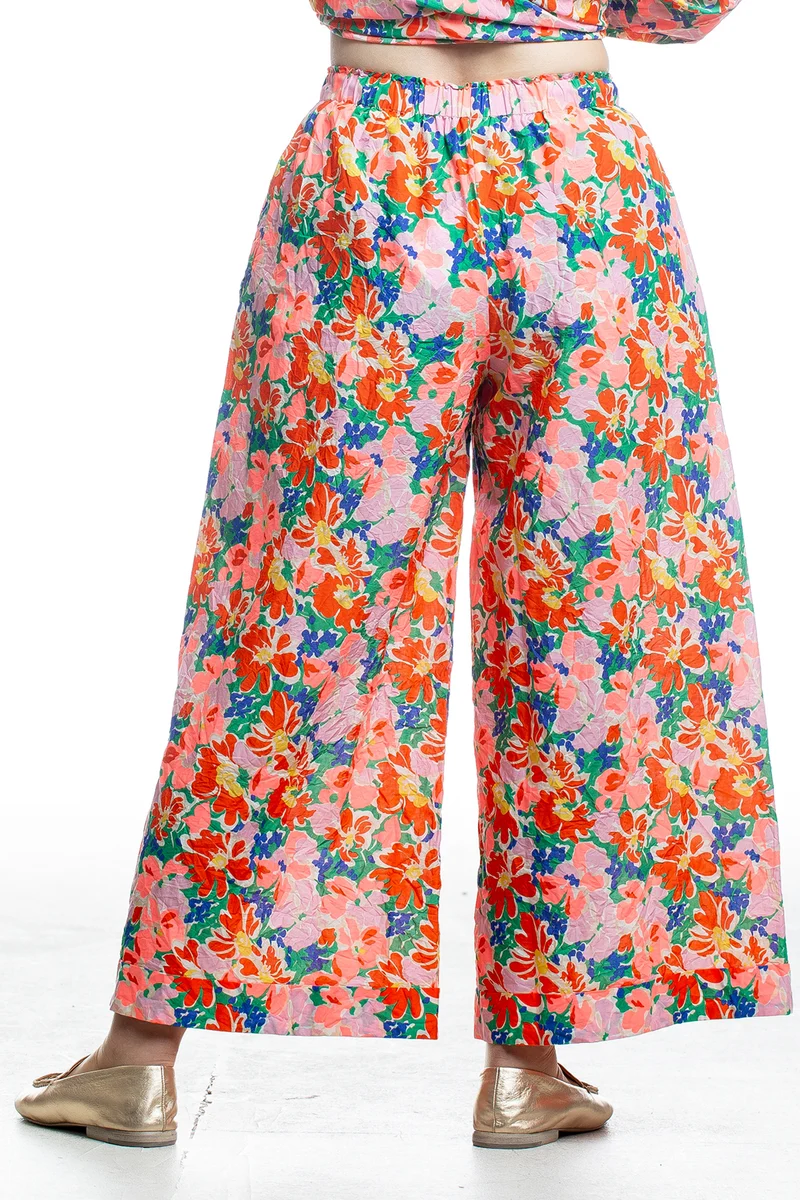 Daniela Gregis Damenhose mit floralem Print in Pink-Grün
