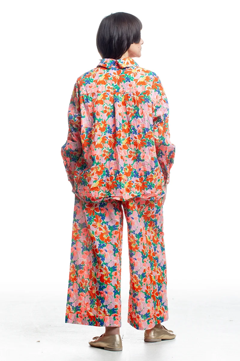 Daniela Gregis Damenhose mit floralem Print in Pink-Grün