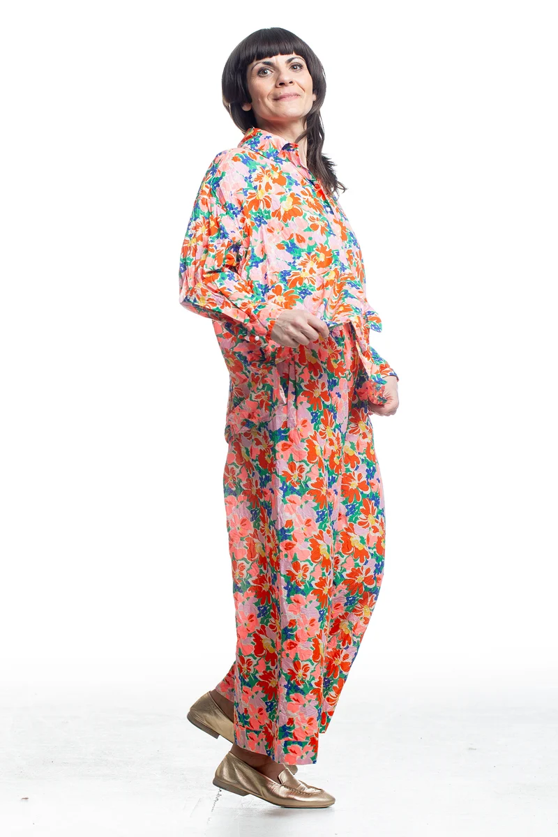 Daniela Gregis Damenbluse mit floralem Print in Pink-Grün