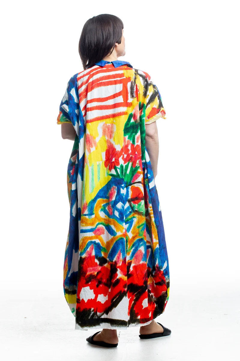 Daniela Gregis Damen Kleid mit handgemaltem Basilikum-Motiv