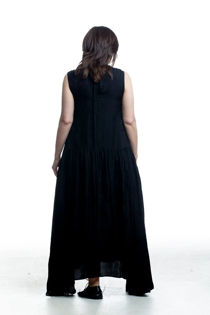 Uma Wang Damen Kleid in Schwarz mit Jacquardstruktur