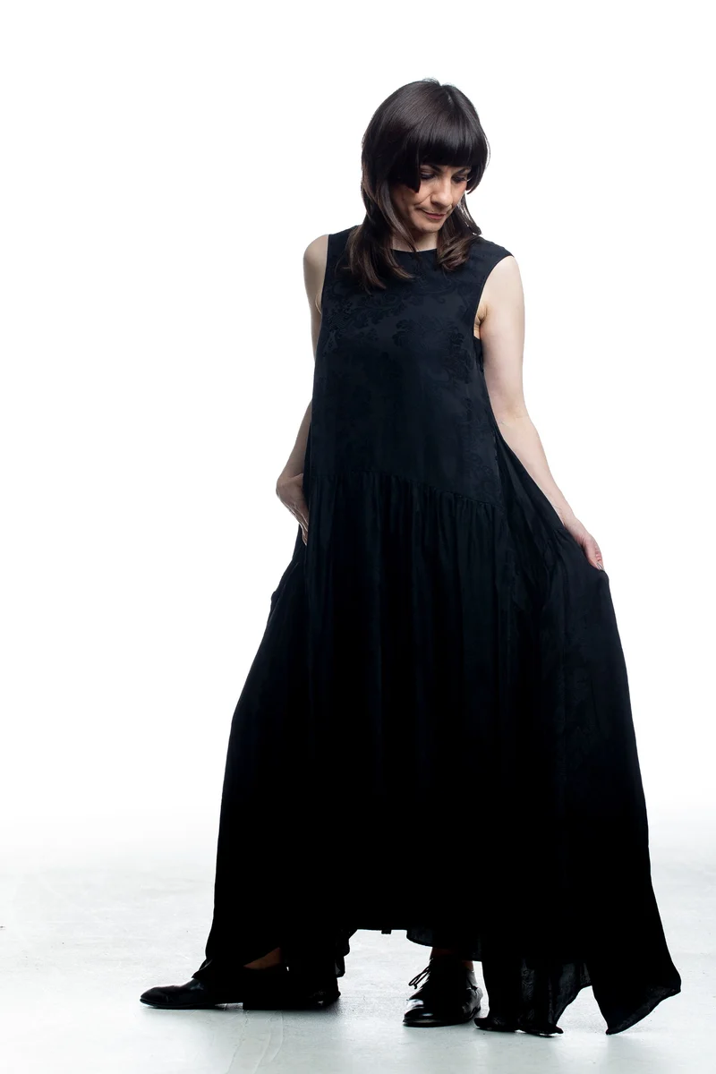 Uma Wang Damen Kleid in Schwarz mit Jacquardstruktur