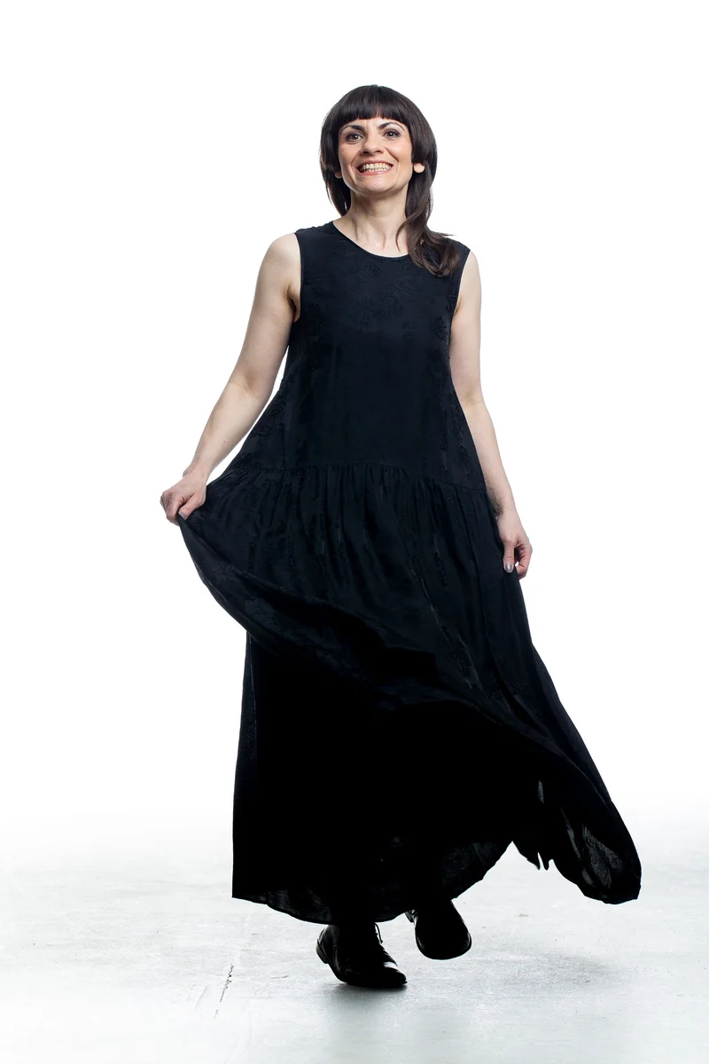 Uma Wang Damen Kleid in Schwarz mit Jacquardstruktur