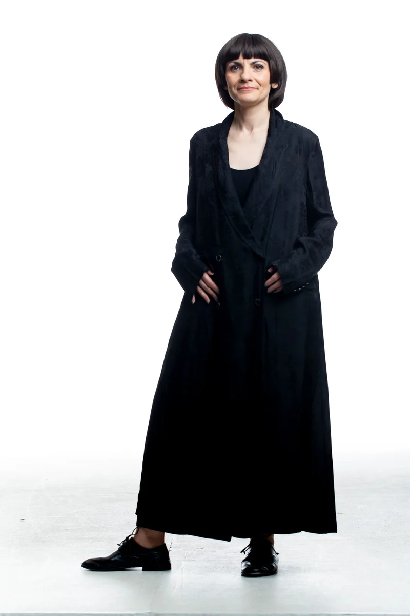 Uma Wang Damen Kleid in Schwarz mit Jacquardstruktur