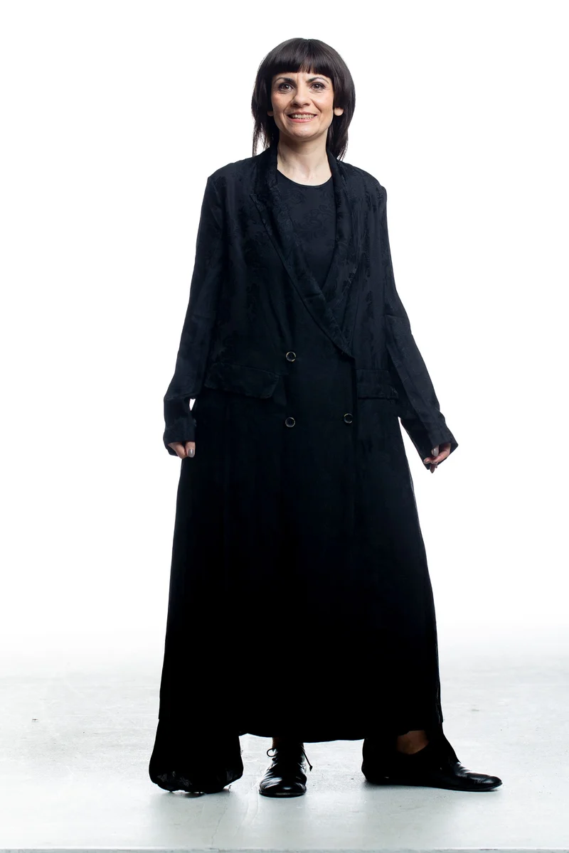 Uma Wang Damen Kleid in Schwarz mit Jacquardstruktur