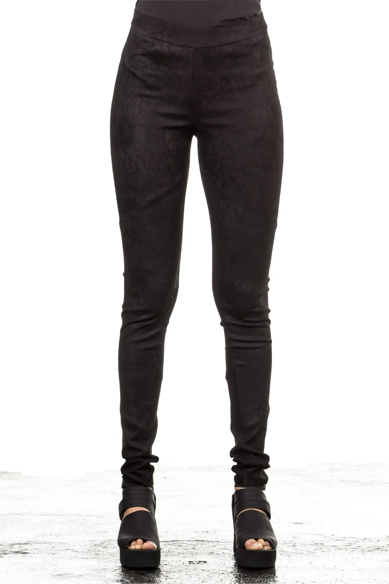 Isabel Benenato Leder Leggings schwarz