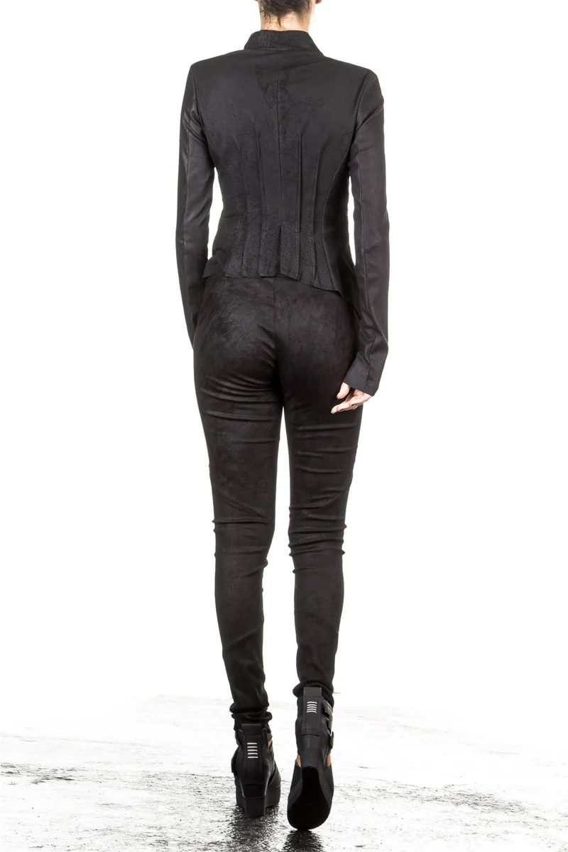 Isabel Benenato Leder Leggings schwarz