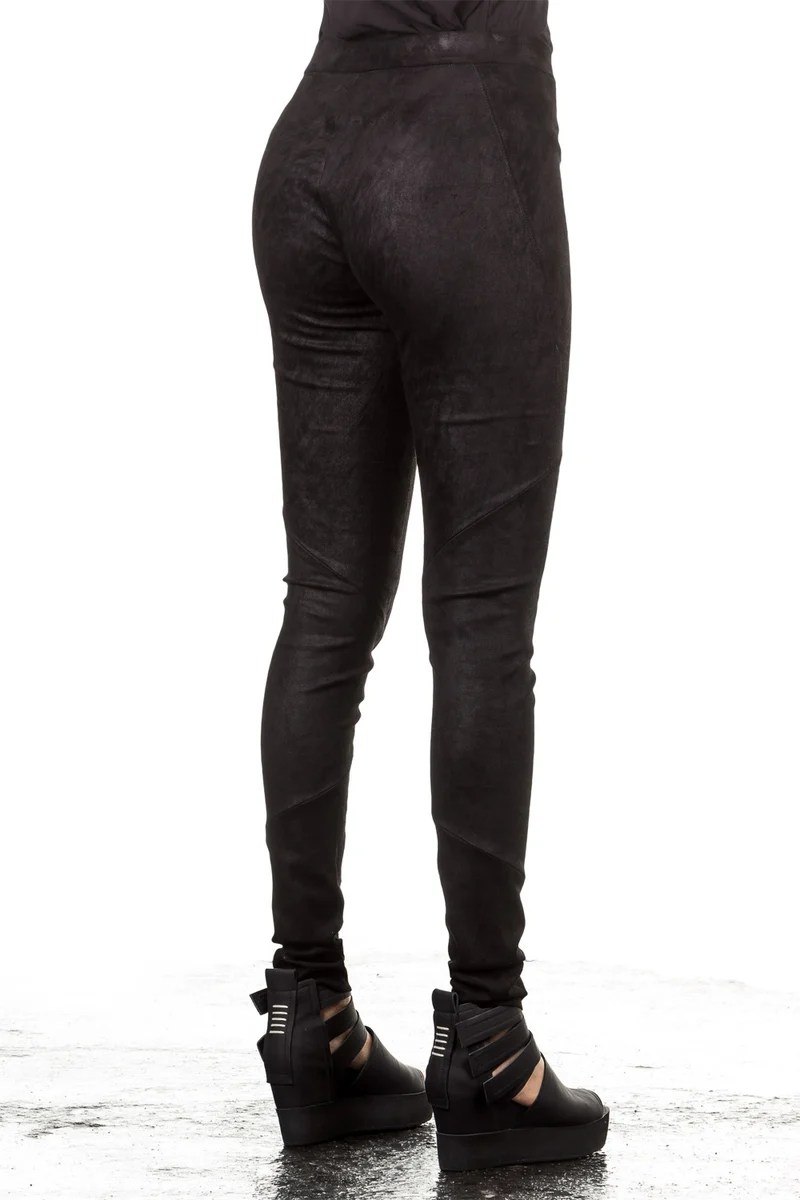Isabel Benenato Leder Leggings schwarz