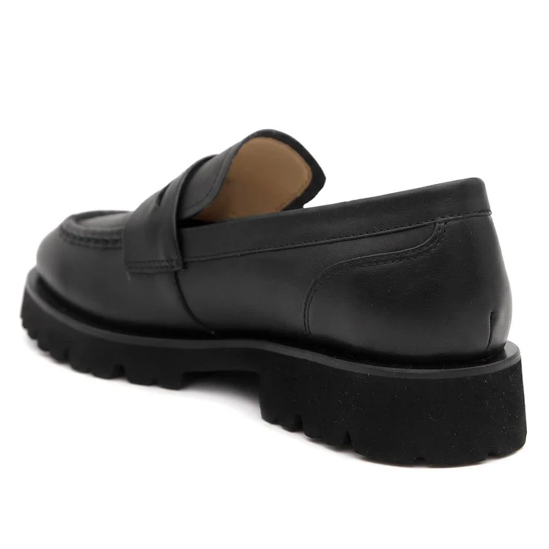 Palmela Chunky Leather Penny Loafers - PALMELA / 330 076 - Black Leather
