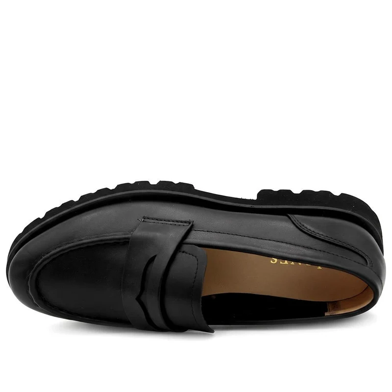 Palmela Chunky Leather Penny Loafers - PALMELA / 330 076 - Black Leather