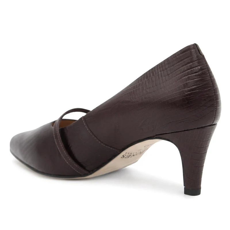 Zienna Leather Stiletto Heel Mary Janes - ZIENNA / 330 272 - Brown Lizard
