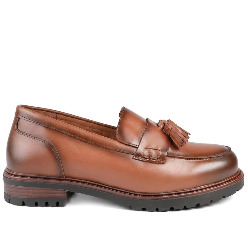 Tabina Tasselled Leather Heeled Loafers - TABINA / 329 426