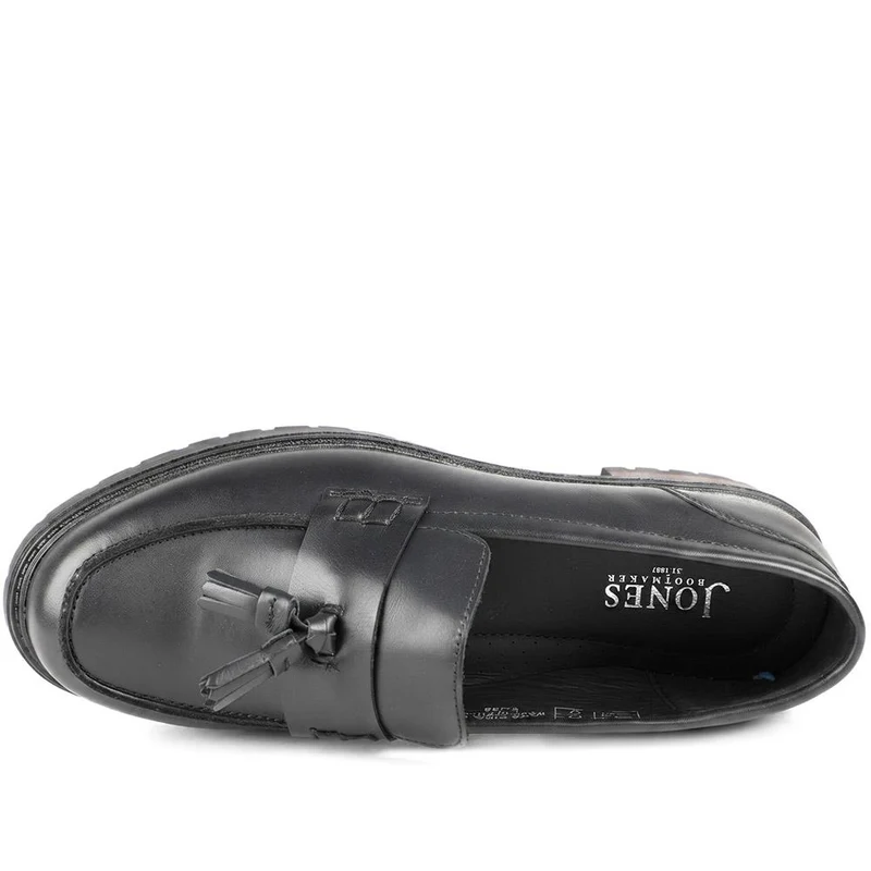 Tabina Tasselled Leather Heeled Loafers - TABINA / 329 426 - Black Leather