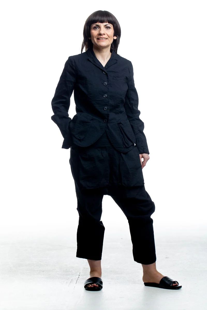 Rundholz Damen Blazerjacke mit Knitteroptik Schwarz