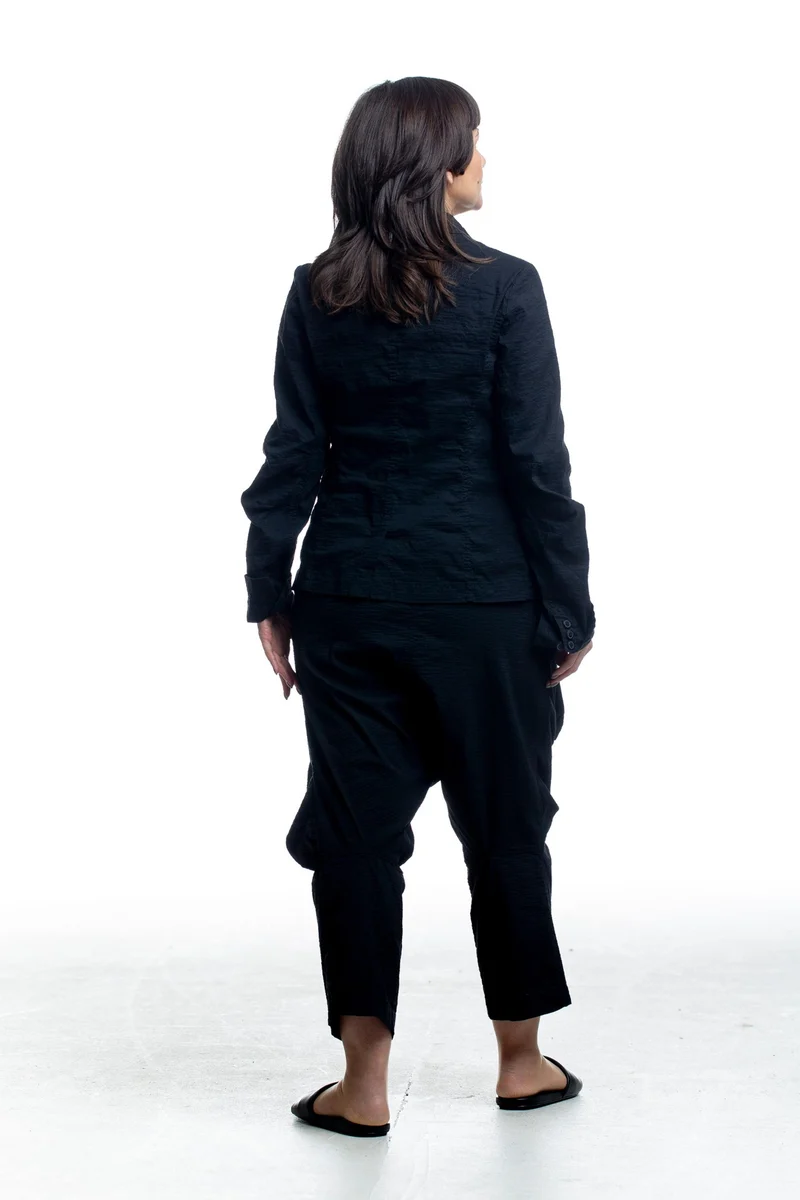 Rundholz Damen Blazerjacke mit Knitteroptik Schwarz