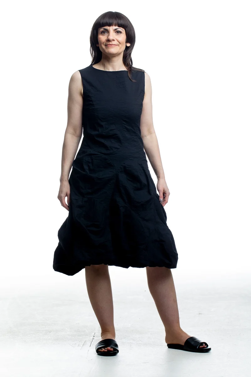 Rundholz Damen Kleid mit Ballonrock Schwarz