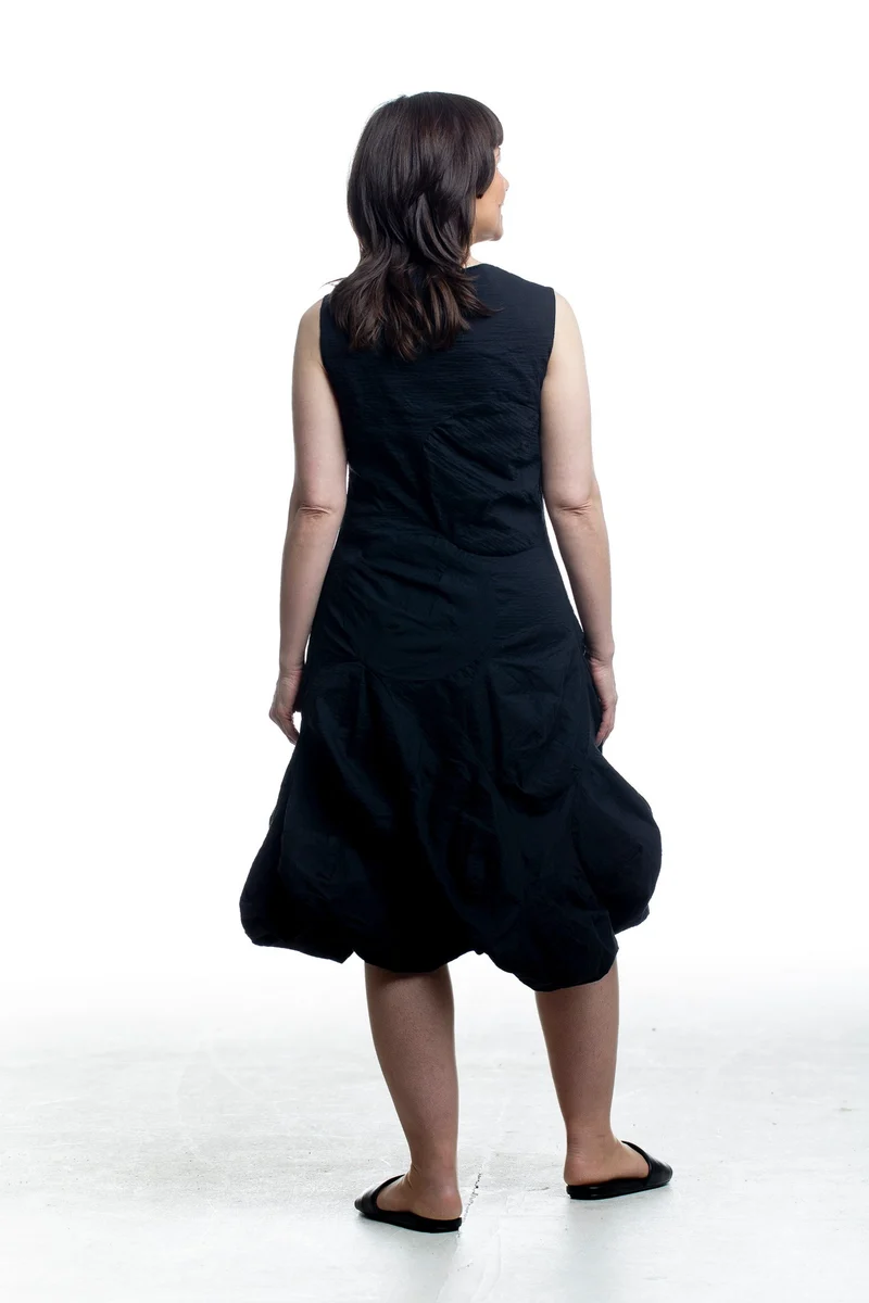 Rundholz Damen Kleid mit Ballonrock Schwarz