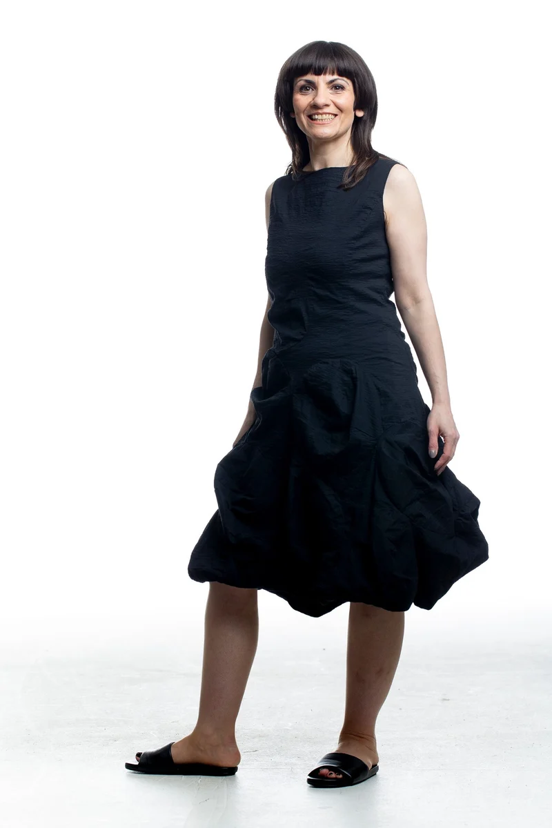 Rundholz Damen Kleid mit Ballonrock Schwarz