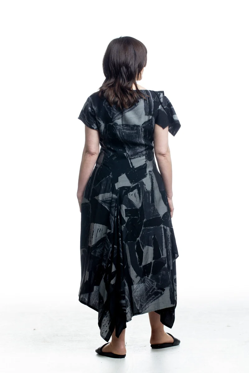 Y's Yohji Yamamoto Damen Kleid mit Print Schwarz-Grau