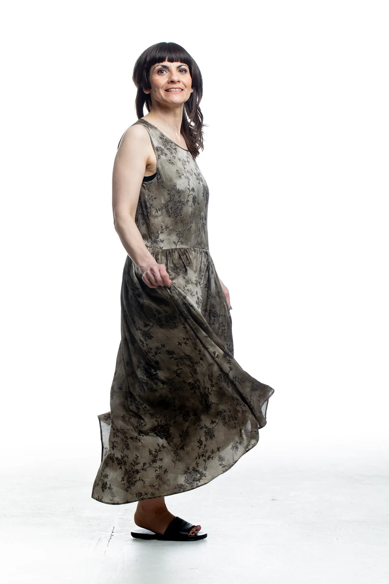 Uma Wang Damen Maxikleid mit floralem Print in Olive