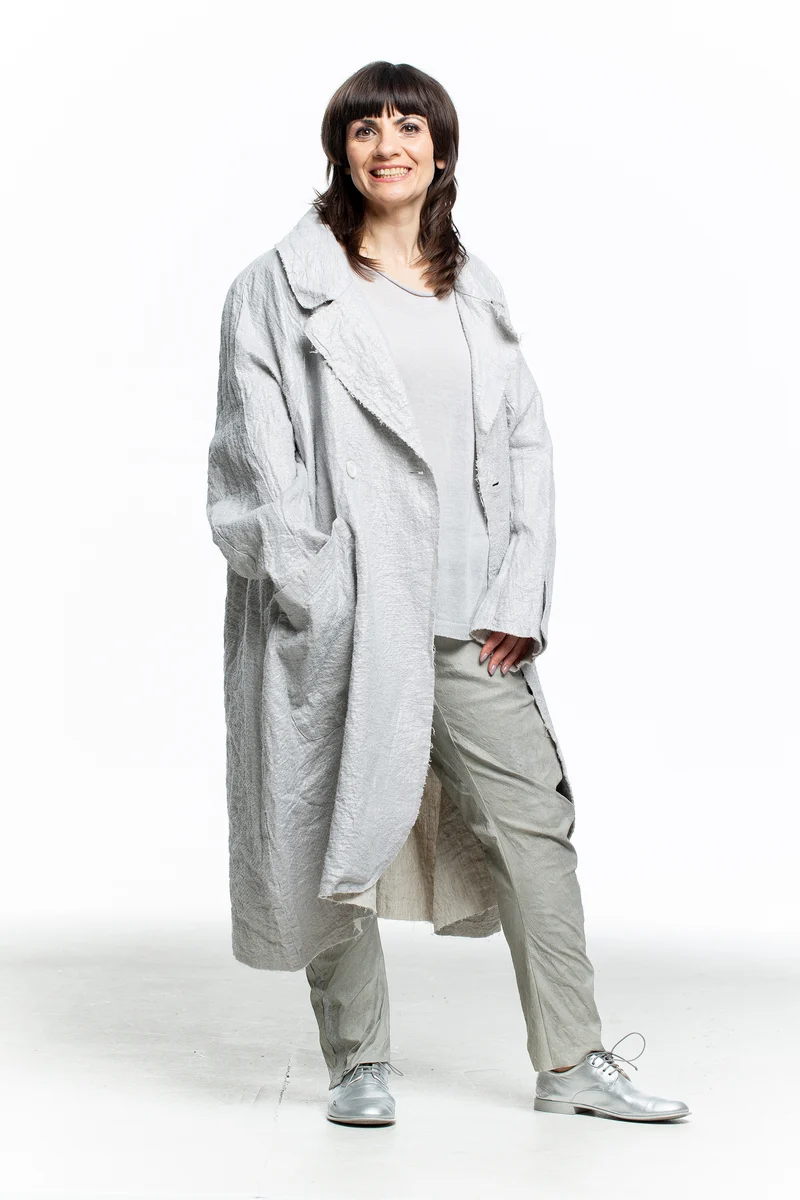 Rundholz Damen Mantel Oversized hellgrau