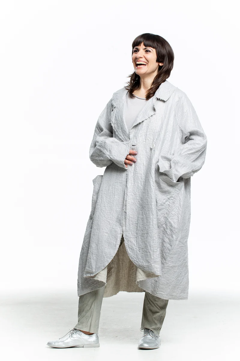 Rundholz Damen Mantel Oversized hellgrau