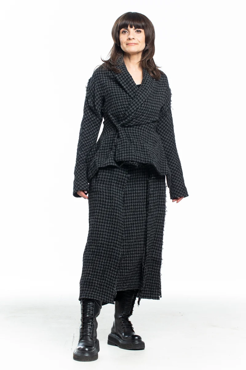 Yohji Yamamoto Damen Avantgarde Jacke Karo schwarz grau