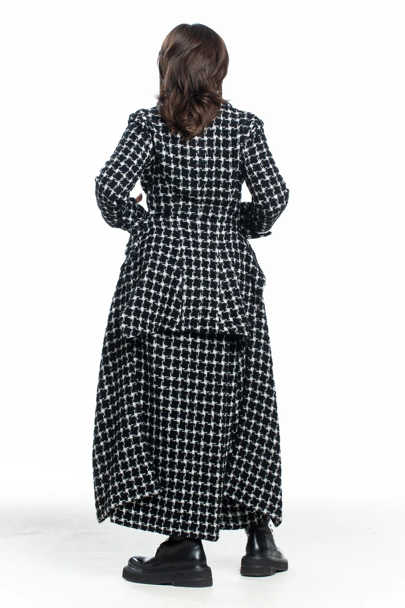 Yohji Yamamoto Damen Gehrock Karo schwarz-weiß