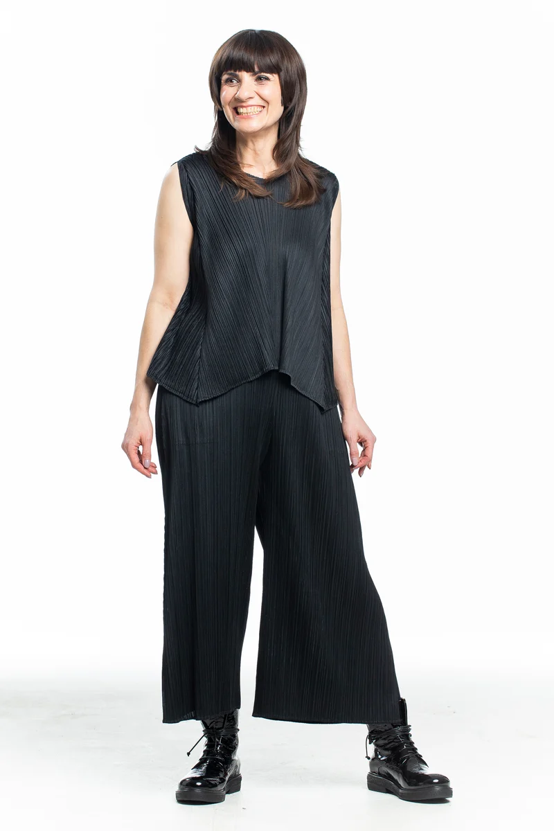 Pleats Please Issey Miyake Plissee Top schwarz