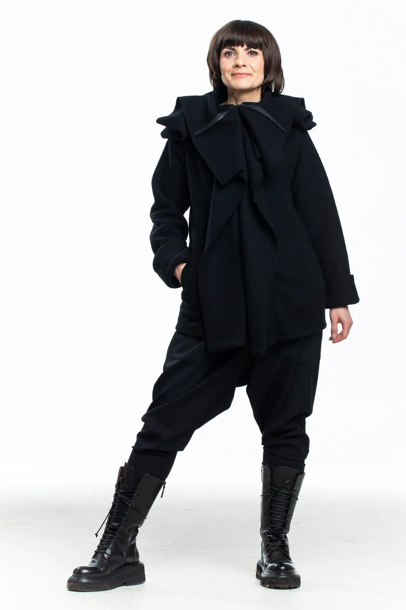 Yohji Yamamoto Damen Strickjacke mit Reisverschluss schwarz