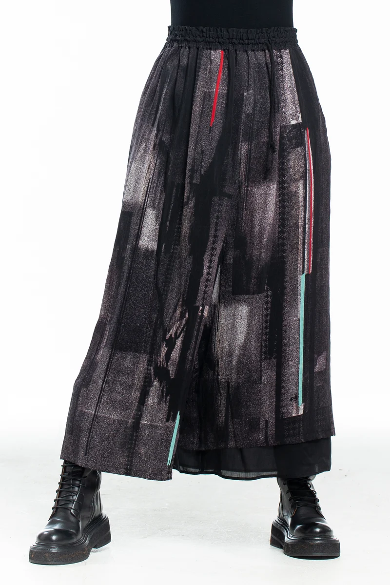 Y's Yohji Yamamoto Damen Maxi Rock mit Print multicolor