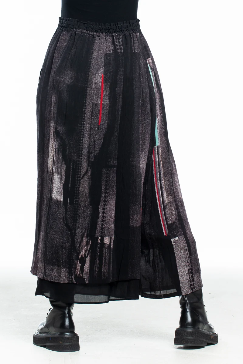 Y's Yohji Yamamoto Damen Maxi Rock mit Print multicolor