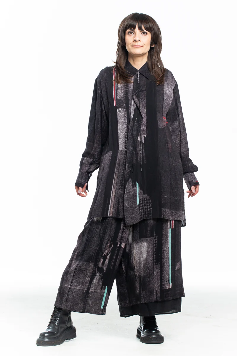 Y's Yohji Yamamoto Damen Maxi Rock mit Print multicolor